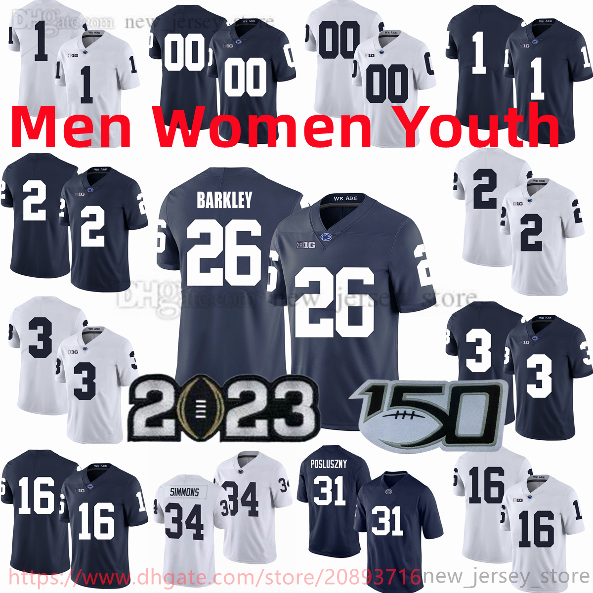 

Custom S-6XL NCAA College Penn State Nittany Lions Football Jerseys 5 Jahan Dotson 15 Drew Allar 10 Nicholas Singleton 26 Barkley 11 LaVar Arrington 31 Paul Posluszny, Patch please message