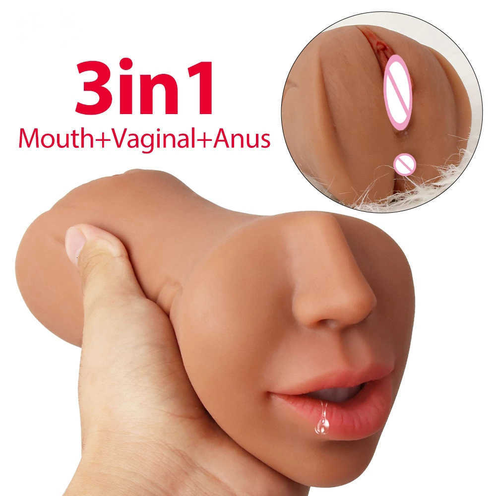 Sex toy massager New Oral Male Masturbator Soft Stick Toys For Men Deep Throat Artificial Blowjob Realistic Rubber Vagina Real Pussy VRVO-image-855418830