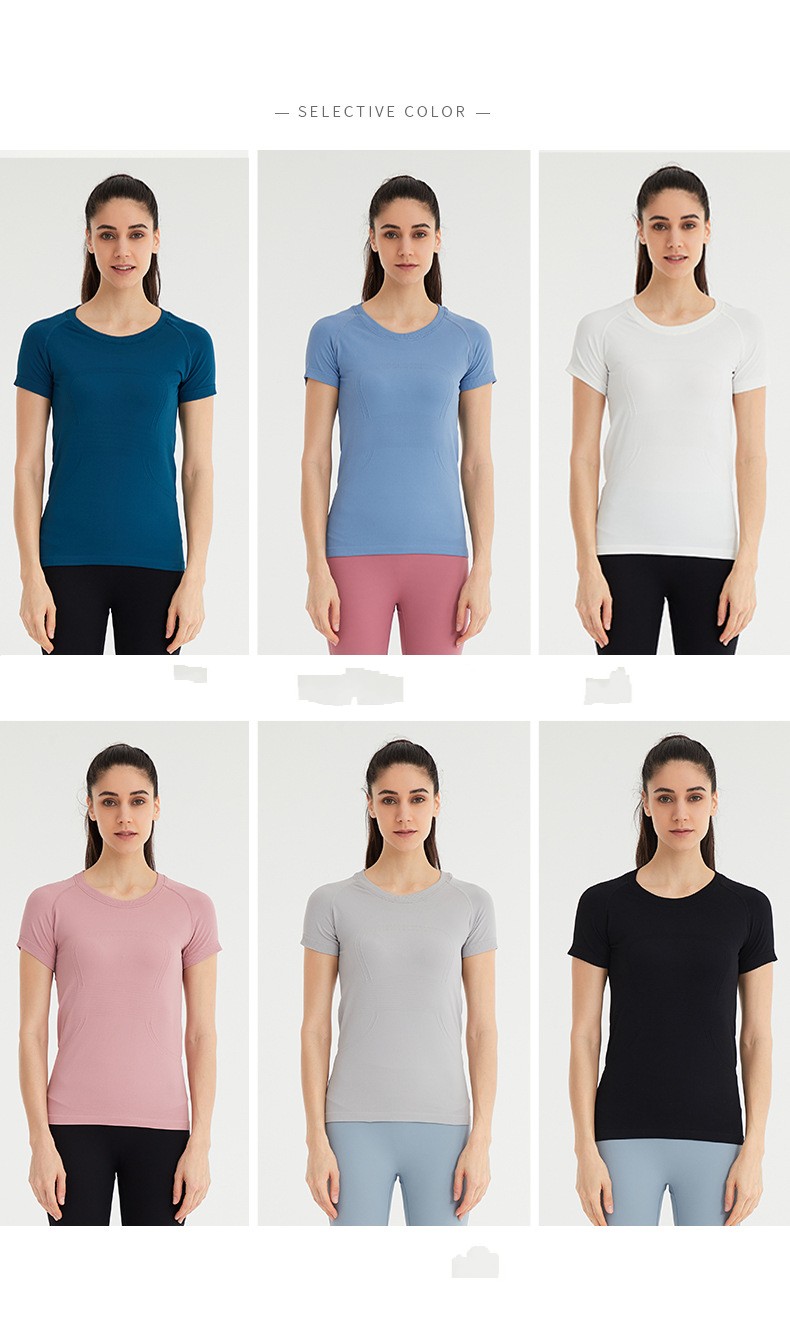 

Lu Short Sleeve Yoga Shirt U Neck Sports T-shirt Women Fitness Knitted High Elastic Breathable Athletic Workout Tee Sportwear 2023 Hot Sell, Customize