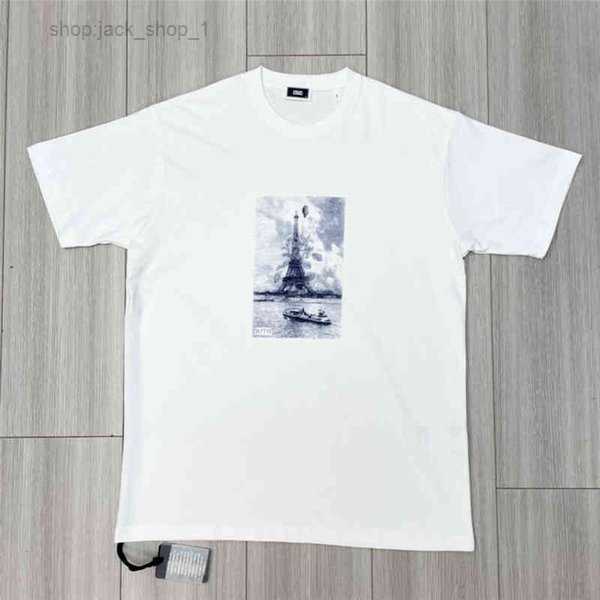 

kith tshirt 2023 Summer Kith the Dye T-shirt Men Women Quality Classic Flocked Box Tee Oversize Short Sleeve 3 8JMX, Beige