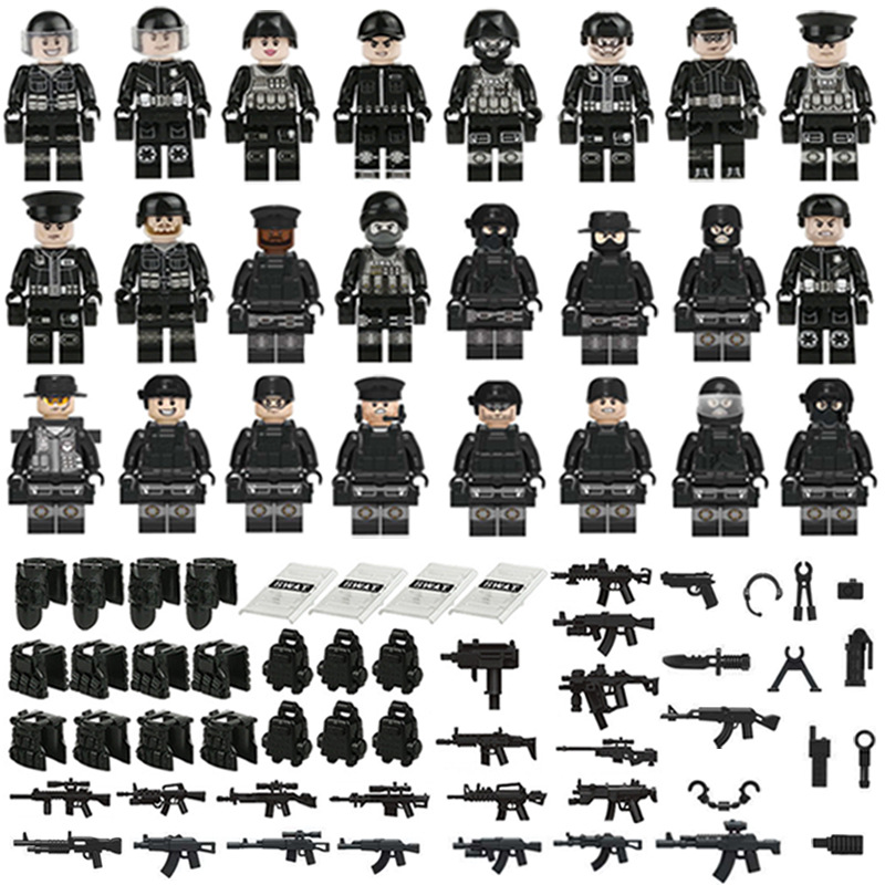 

Military SWAT Building Blocks Toys Minifigs Set - 24Pcs Soldiers Mini Figures with Accessories