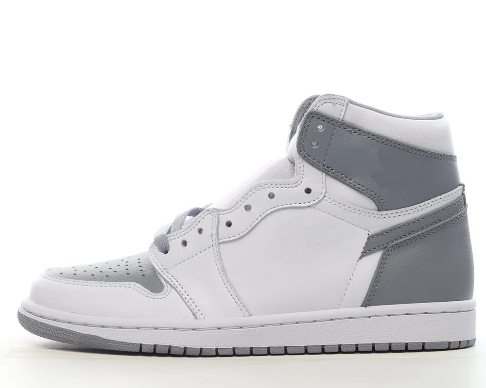 

2023 Jumpman 1 High OG 'Stealth' Basketball Shoes White Grey Outdoor Sports Sneaker With Box, White gray