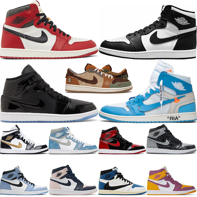 

Nike Air Retro Jordan 1 Low Reverse Mocha Basketball Shoes X Travis scott Off White Dior Space Jam High OG 85 Black White University Blue Men Women Sneakers AJ1 Trainers, 50