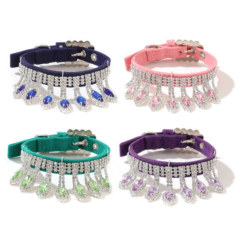 

Dog Collars Leashes Leashes Dog Rhinestone Collar Cat Tassel Diamond Jewelry Necklace Pet Bling Princess Collar Puppy Suppli