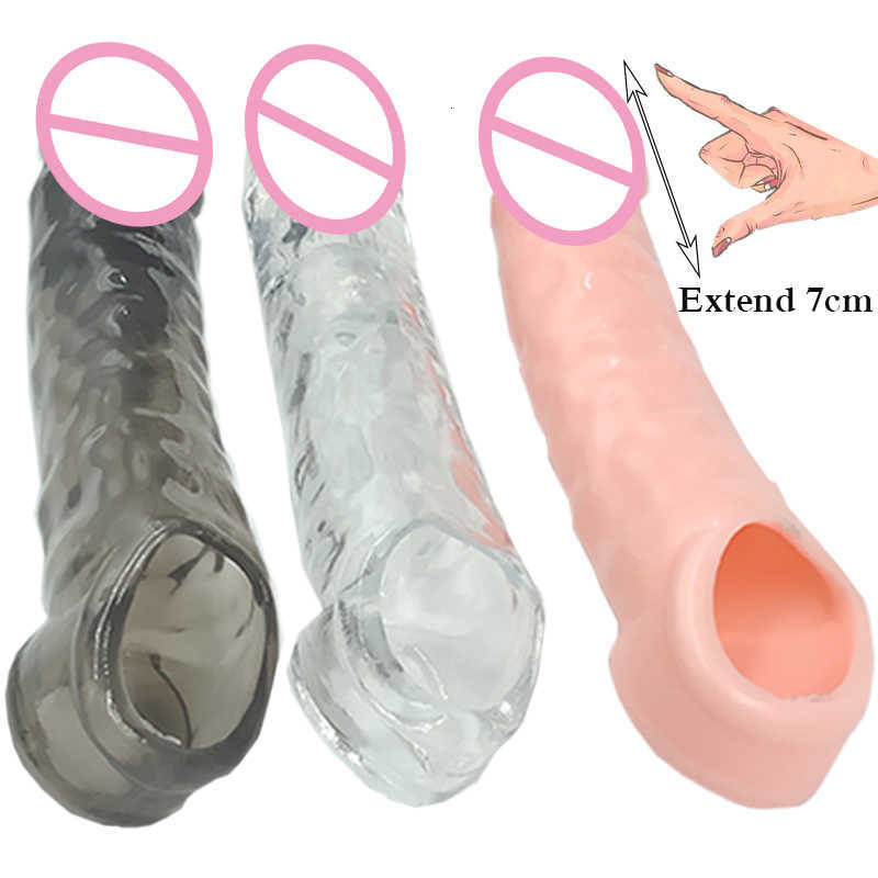 Sex toy massager Penis Sleeve Reusable Delay Ejaculation Extend 7CM Cock Rings Crystal Dick Toys For Men Intimate Goods-image-846522749