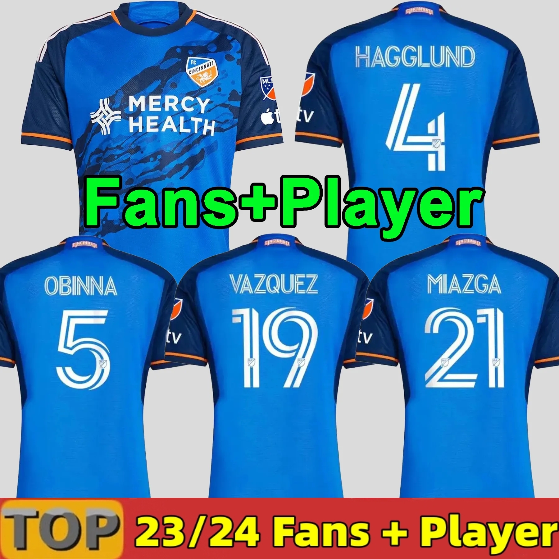 

2023 2024 FC Cincinnati soccer jerseys Hagglund 23 24 mls Obinna Vazquez home away Miazga football shirt thailand quality MEN SIZE S-XXL fans player version, 23 24 home player
