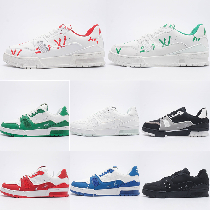 

Trainer Sneakers Casual Shoes Designer Men Trend High Quality Leather Green Red Black Top Run Board Shoes 39-45