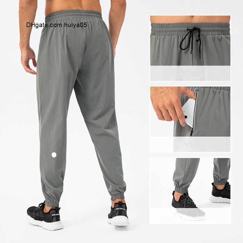 

Jogger LL Men Long Pants Sport Yoga Outfit Cycling Drawstring Gym Pockets Sweatpants Trousers Men's Casual Elastic Waist fitness L21333, Black