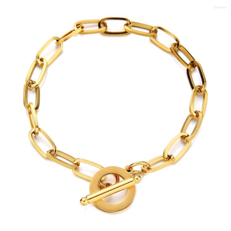 

Charm Bracelets MinaMaMa Stainless Steel OT Buckle Chunky Square Chain For Woman Men Toggle Clasps Bracelet Male Jewelry