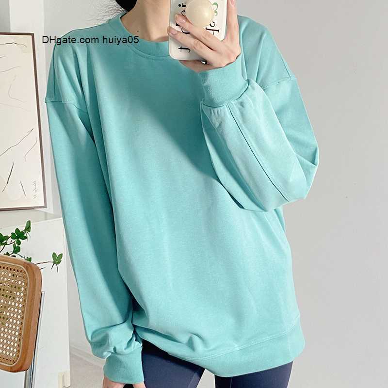 

Yoga LL Women's Outfit Sweater Top Casual Loose Gym Perfectly Oversized Crew Sports Shirts Workout Blouse Woman Antumn Long Sleeve For, #3 black
