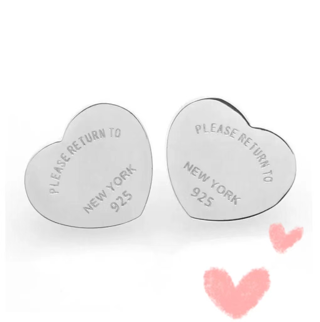 

Design tiffany fashion designer women gold earrings high jewelry love brand stainless steel classic simple charm jewelry wholesale