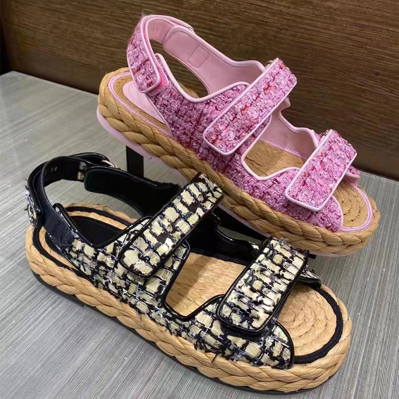 

Latest Designers Sandals High Quality women Slippers fashion Womens Slides Crystal Calf leather Casual shoes quilted Platform Summer Beach Slipper With box