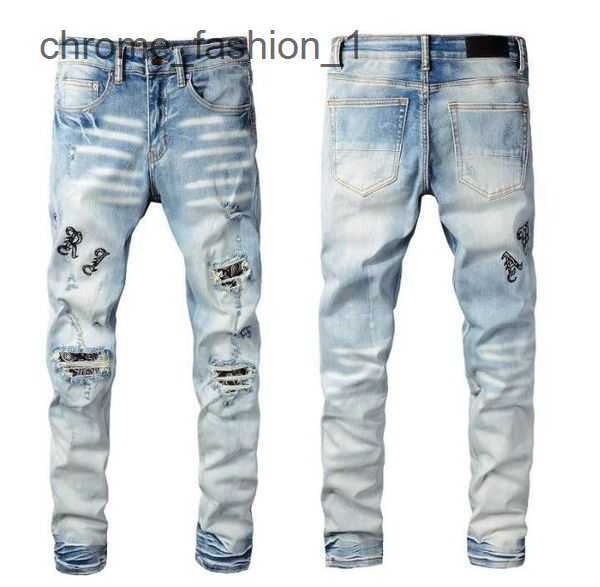

Trouser Pants amirly Distressed for Designer Fashion Holes Mens Hip Hop Jeans Zipper Trousers Denim Embroidery Male 1 YET4