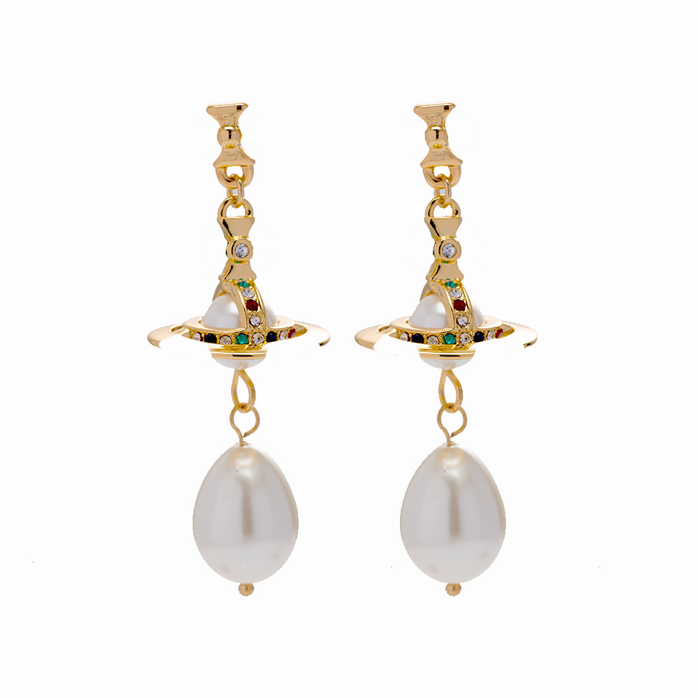 

Dangle earrings Queen of Sissi Diamond Saturn Europe and America luxury pearls vivi All styles gold earring Ladies Party bijoux wholesale cjewelers