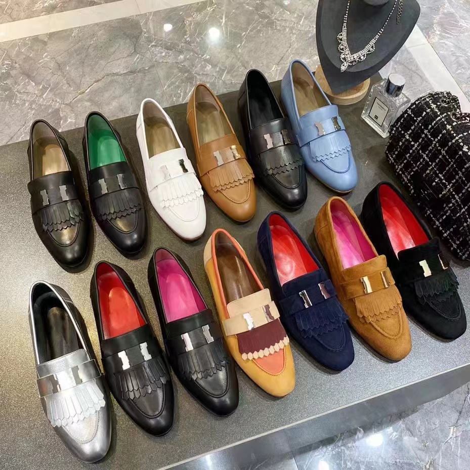 

latest luxury Dress platform Shoes 100% leather designers loafers office womens casual classic soles comfortable trainers fashion set of flat Sport shoe with box