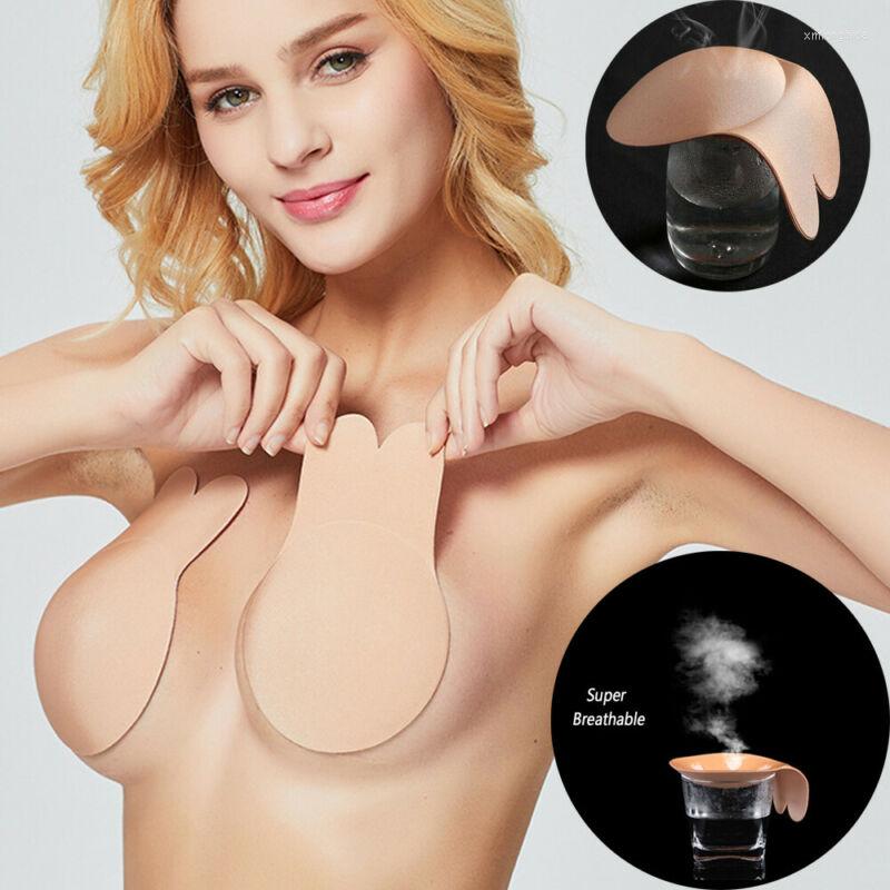 

Bras Women Silicone Push-Up Backless Strapless Bra Self-Adhesive Gel Magic Stick Invisible Lift Up Chest Nipple Sticker Underwear, Black