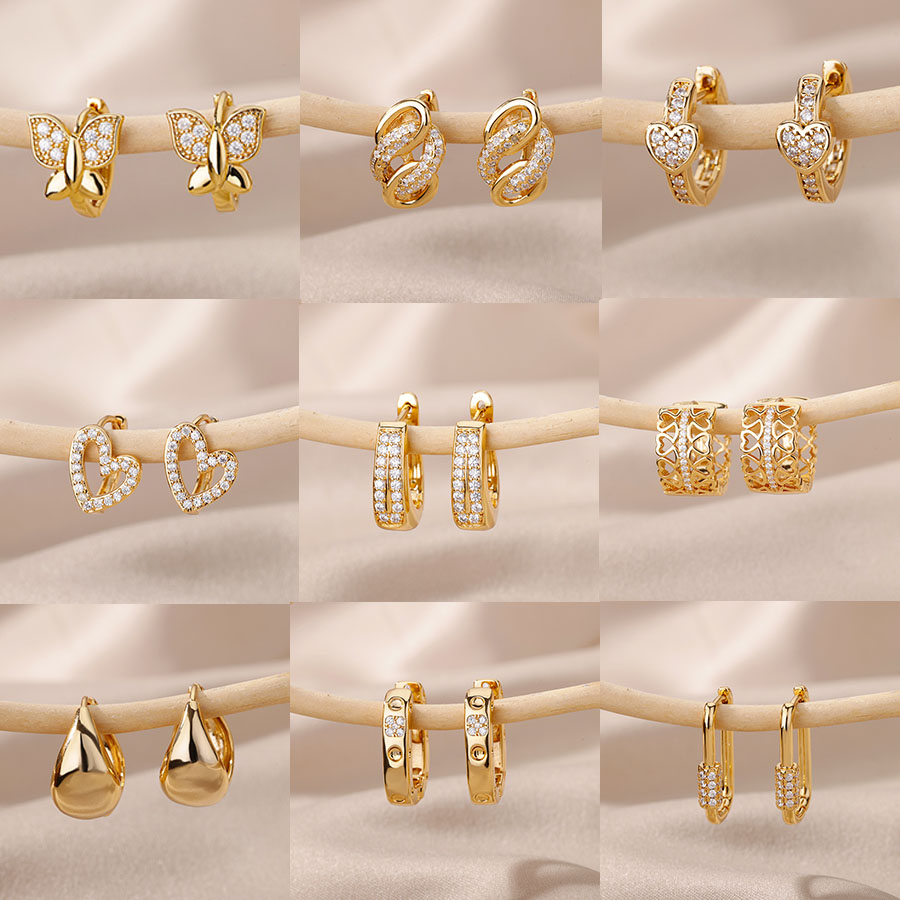 

Stainless Steel Earrings For Women Geometric Butterfly Twist Heart Zircon Earring Minimalist Wedding Aesthetic Jewelry Gift