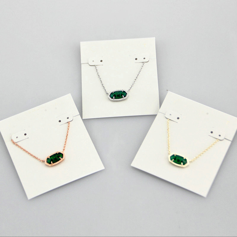 

Pendant Necklaces Necklace Green Glass Stone Real 18K Gold Plated Dangles Glitter Jewelries Letter Gift With free dust bag