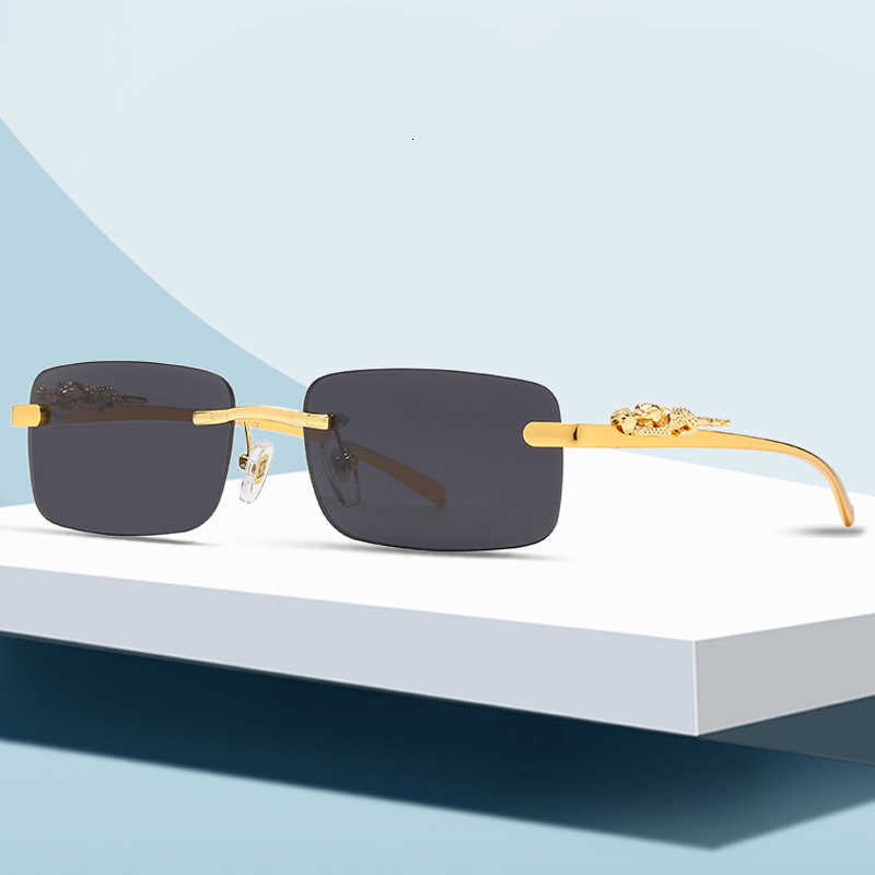 Karka Glasses New Stereo Leopard Head Sunglasses Men's and Women's Trendy Street Frameless Copying Square-image-846542347
