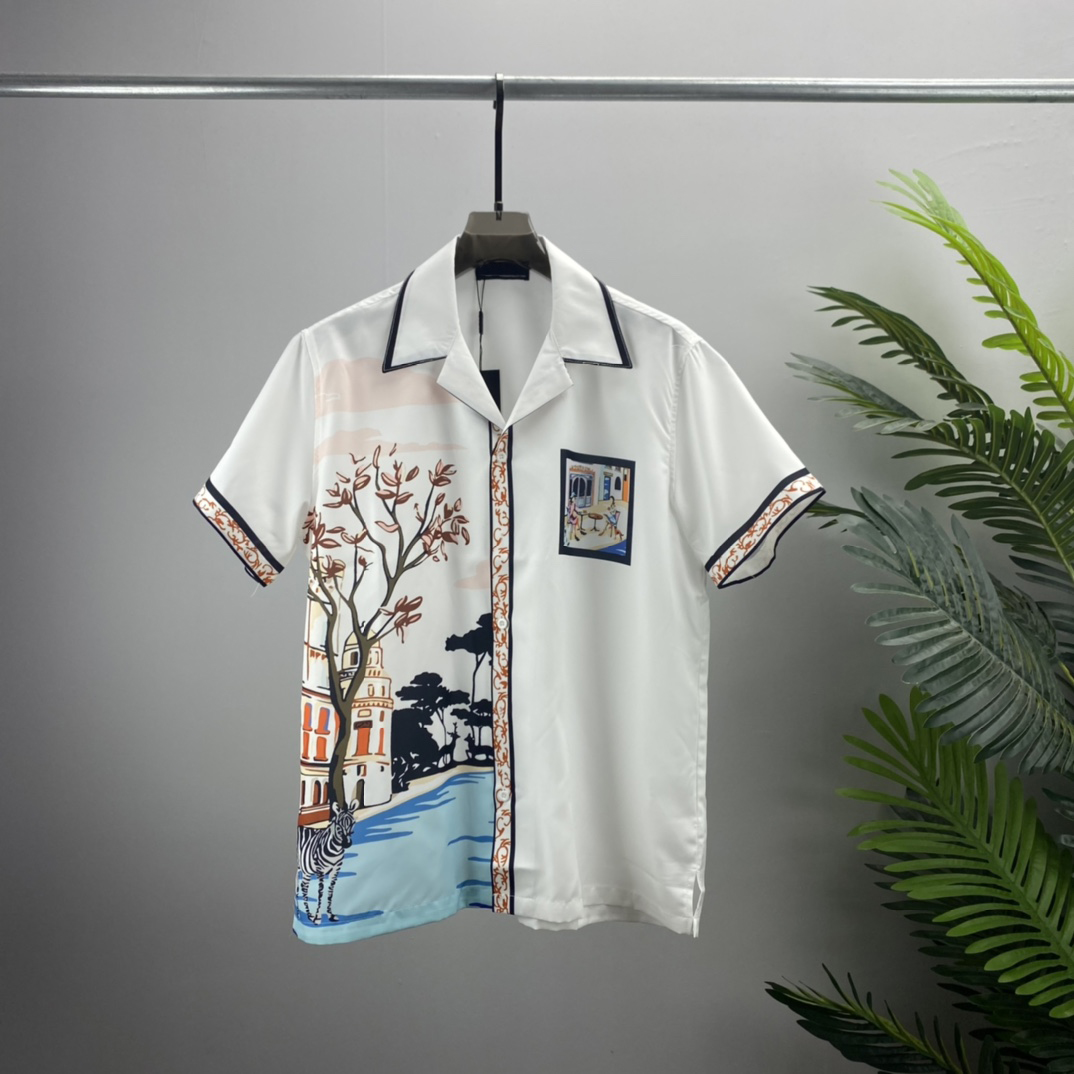 

2 LUXURY Designers Shirts Men's Fashion Tiger Letter V silk bowling shirt Casual Shirts Men Slim Fit Short Sleeve Dress Shirt M-3XL#52