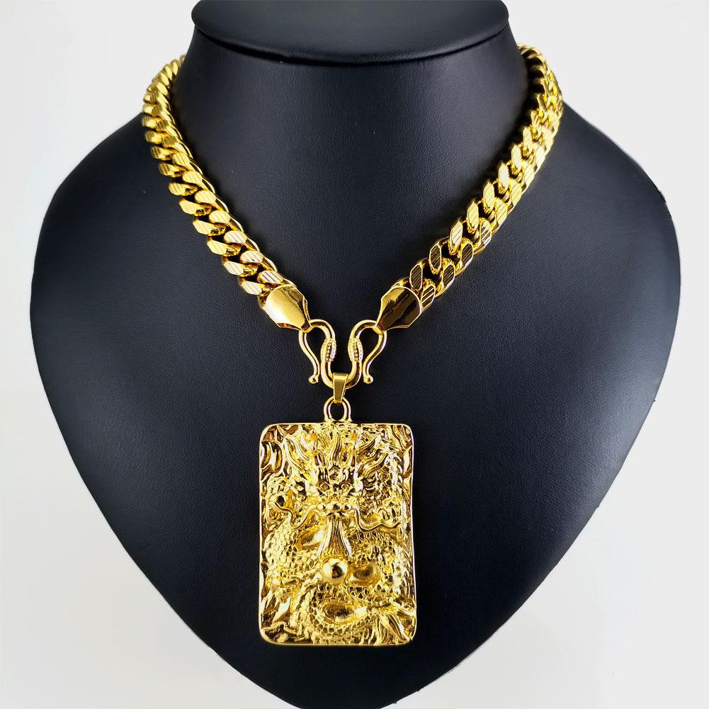 

Man's The Chinese "LONG" Pendant Chain Necklace For Gift Jewelry Party N691