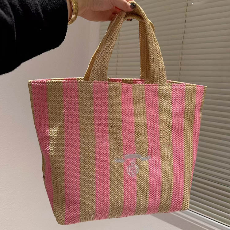 

Summer straw bags Beach bag Girls Knitting shoppper Designer shoulder bag High capacity Six colors, Black