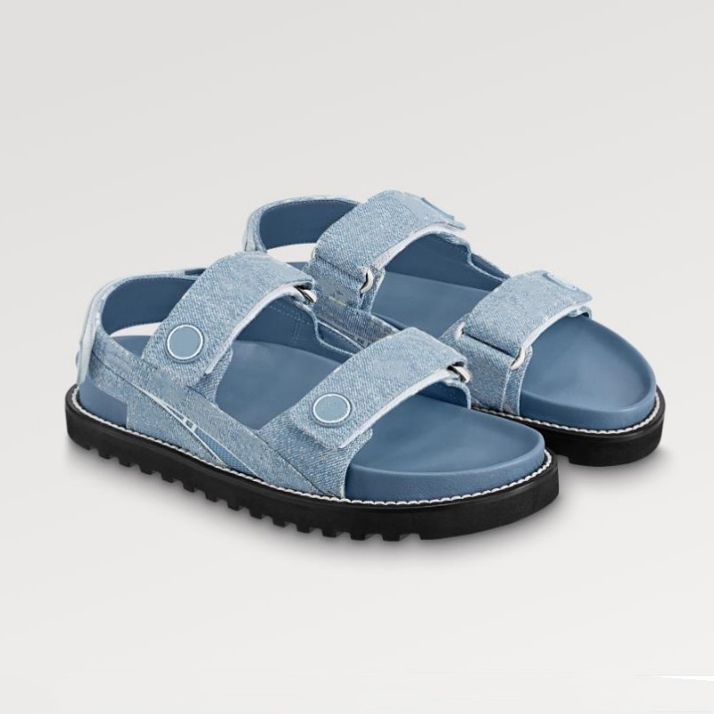 

Women Paseo Flat Comfort Sandals Designer Canvas Slides Black Blue