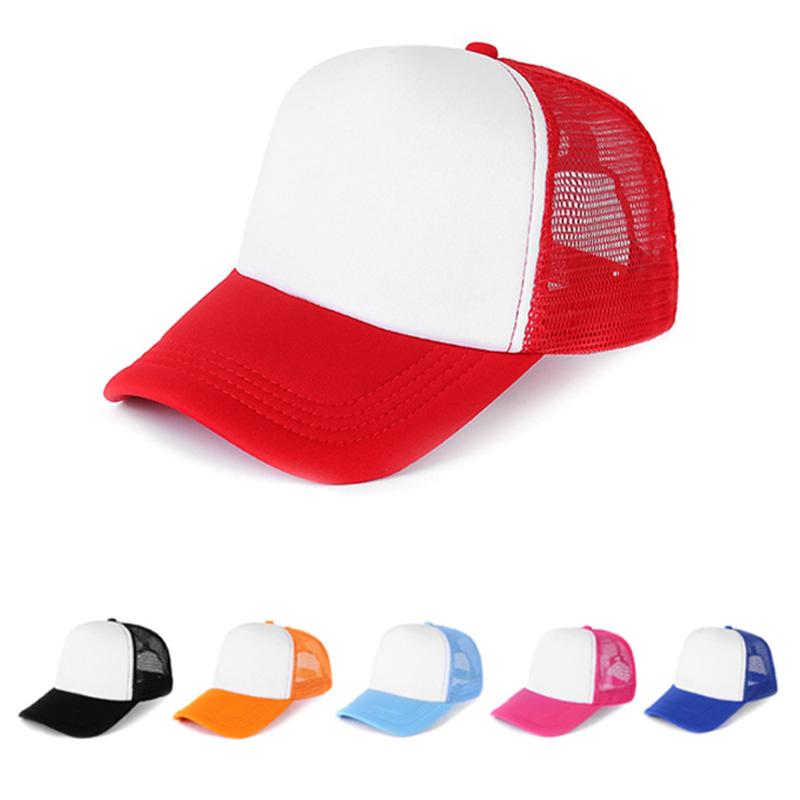 

Fashion Sports Kids Baseball Caps Blank Trucker Hats Outdoor Beach Sunblock Cap for Children Solid Travel Hat Snapback Hollow Adjustable Bone, Black and white