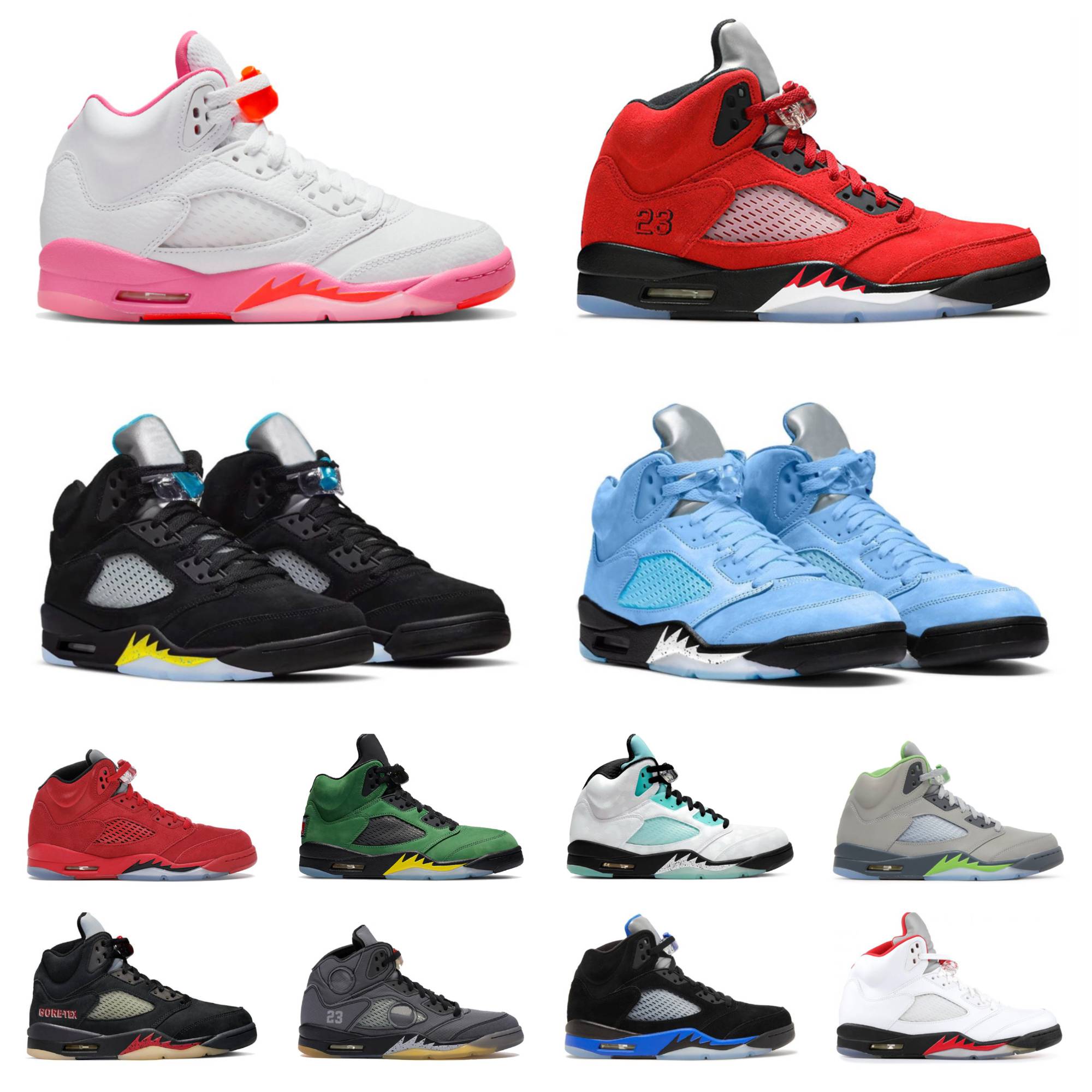 

JUMPMAN Retro 5 5s Basketball ShOes Fire Red Oreo White Sail Dark Concord Racer Blue Raging Bull Red Black Metallic Green Bean Bluebird Safety Orange What The Sneakers, Shoe lace