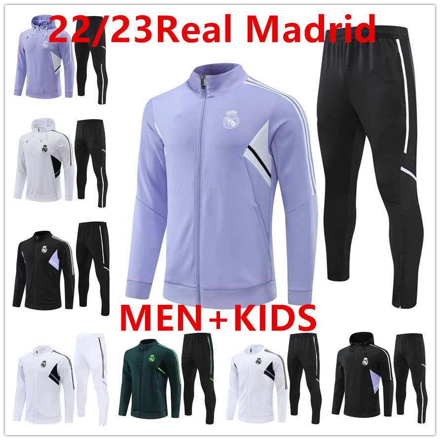

2022 2023 New Real Madrids Soccer Tracksuits hooded Sets Long sleeve jacket set 22/23 chandal futbol football survetement TRAINING suit hoodie men kids tracksuit kit, Hoodie 1