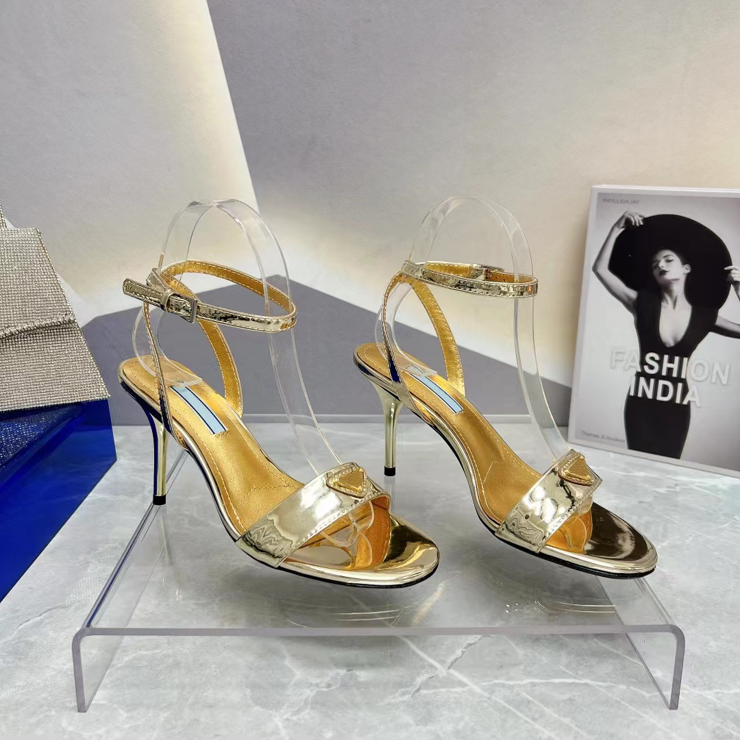 

New stiletto sandals Buckle cowhid suede fashion heeled mules genuine leather women high heeled Luxury Designers Ankle Wraparound shoe factory footwear, Black