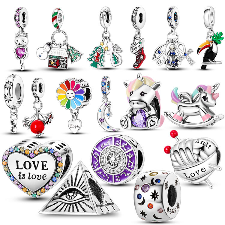

New Fashion 925 Sterling Silver Pandora Original Christmas Beads Loose Beads Christmas Tree Gifts Snowman Beading Accessories
