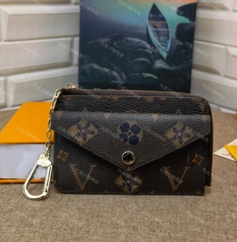 

Fashion designer bag KEY POUCH POCHETTE CLES Keychain Coin Purse womens Mens Brown old flower Ring Credit Card Holder Mini Wallet Bag with box M62650, Coffee lattice
