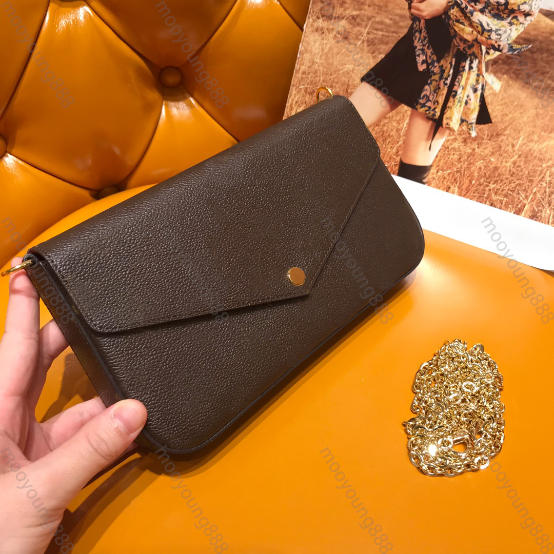 

10A Mirror Quality Designer Pochette Felicie Bag Small 21cm Wallet On Chain Luxury Womens Pouch Crossbody Shoulder Bags Real Leather Embossed Black Purse With Box, Carton