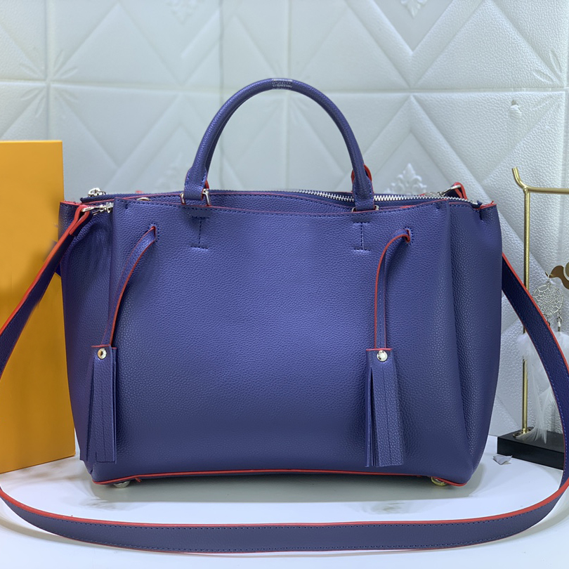 

7A Tote Bag Luxury Designer Lock Me Genuine Leather Handbags 3 Color Tassel Rivet Decoration, Pink