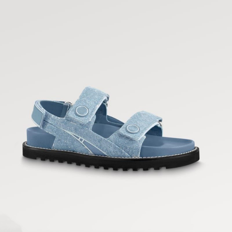 

Women Paseo Flat Comfort Sandals Designer Rubber Slides Leather Buckle Straps, Blue