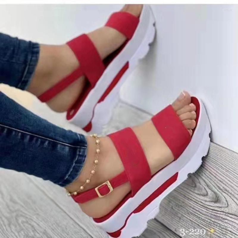 

Sandals Women Summer Fashion Peep Toe Flip Flops Buckle Non-slip Platform Woman Sandalia Feminina Plus Size 35-43, Wj004-black