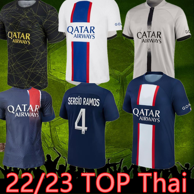 

s-4xl 2022 2023 soccer jerseys 30# MBAPPE 7 HAKIMI SERGIO RAMOS WIJNALDUM 21 22 23 PSGs Maillots football shirt men kids uniform maillot de foot, Image
