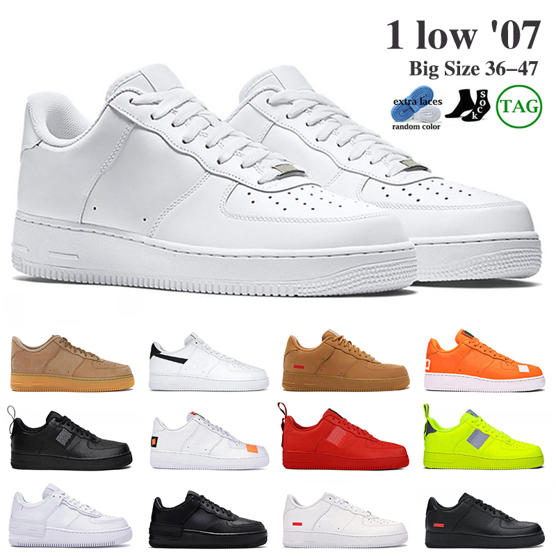 

af1 One Designer Shoes 1 Low 07 Men Women Casual Classic Triple White Black Flax Panda Mens Trainers running Outdoor trainers Sports Sneakers Platform 36-47, 10