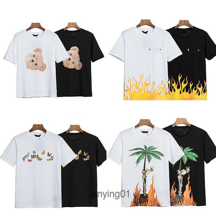 

Mens Designer t Shirt Palm Letter Print Graffiti Short Sleeve Fashion Angel Women' Bear Casual Comfortable T-shirt Black White, 1 black
