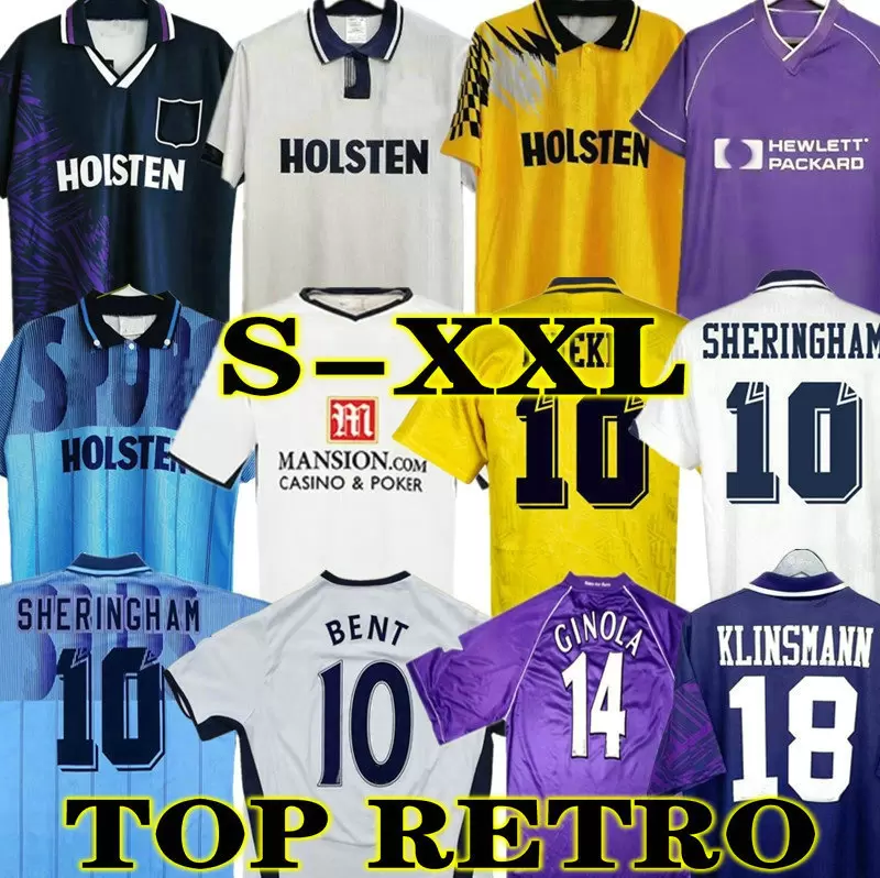 

Klinsmann 08 09 Retro soccer jerseys vintage GASCOIGNE ANDERTON SHERINGHAM 1990 1998 1991 1982 83 84 Tottenham Ginola Ferdinand 92 94 95 Classic Centenary uniforms, 92 94 3rd