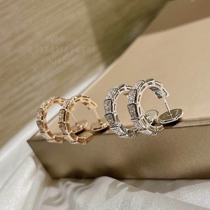 

BUIGARI Serpenti snake series designer dangle earrings for woman diamond Sterling Silver Gold plated 18K T0P quality fashion exquisite gift 038