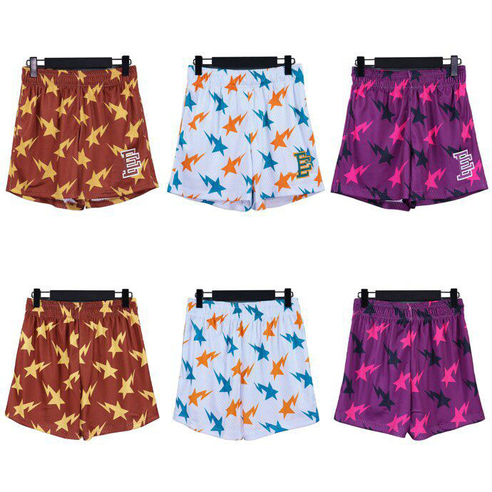 Short grande taille pour homme Col rond brodé et imprimé style polaire vêtements d'été avec short de rue en pur coton pantalon de basket-ball res