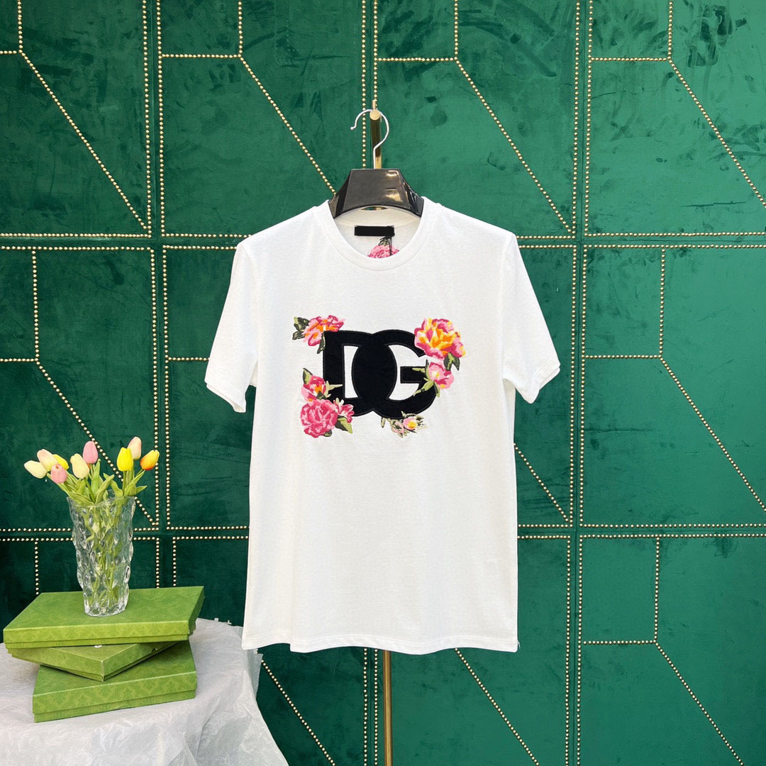 

Men's Plus Tees & Polos Round neck embroidered and printed polar style summer wear with street pure cotton q2et
