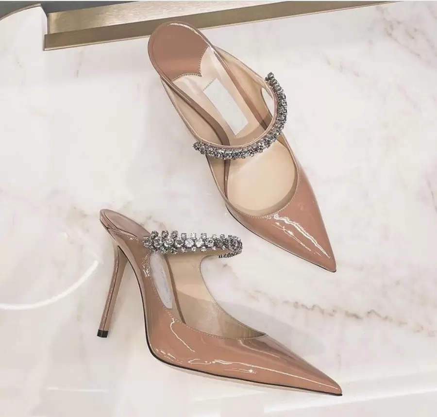 

Elegant Luxury Design Bing Baily Wedding Sandals Dress Shoes High Heels Women Crystal & Pearl Strap Women's Pumps Point Toe Sexy Lady Walking Shoe EU35-41