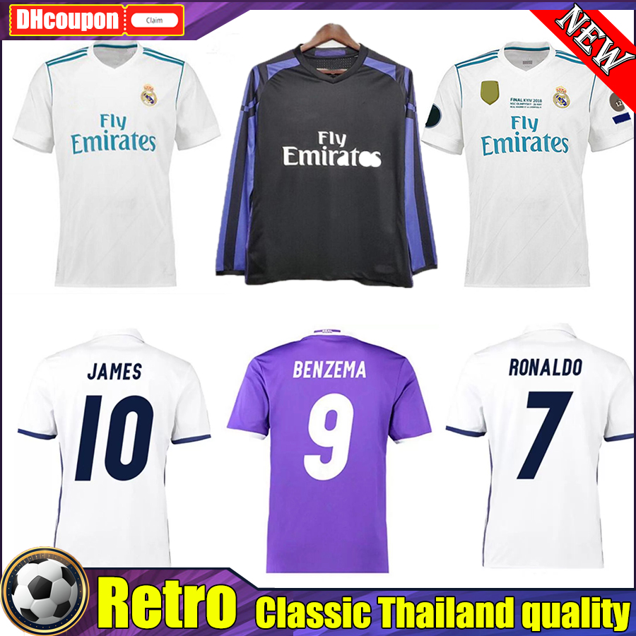 

BENZEMA real madrids top thai quality soccer jerseys 16 17 18 BALE MODRIC Retro football shirts Vintage ISCO Maillot SERGIO RAMOS Camiseta long and short shirt home, 11