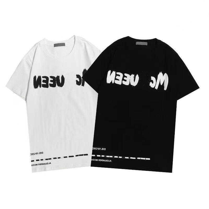 

Men  Hoodies Designer mens t shirts Letter Print T Shirts luxury Black Fashion Designer Summer High Quality Top mcqueen Short Sleeve  Iktm, White