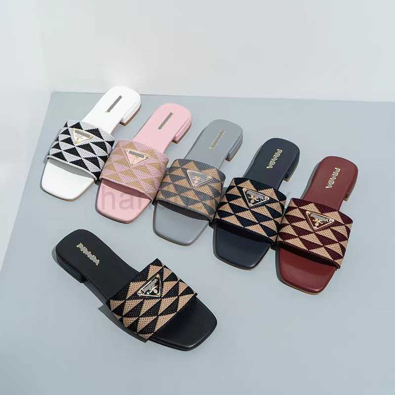 

Embroidered Fabric Slides Slippers Black Beige Multicolor Embroidery Mules Womens Home Flip Flops Casual Sandals Summer Leather, Red