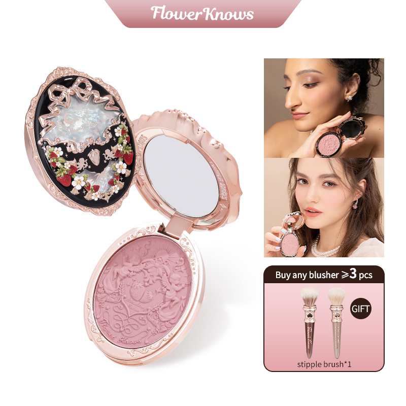 

Other Makeup Flower Knows Strawberry Rococo Series Embossed Blush 5g Powder 230303