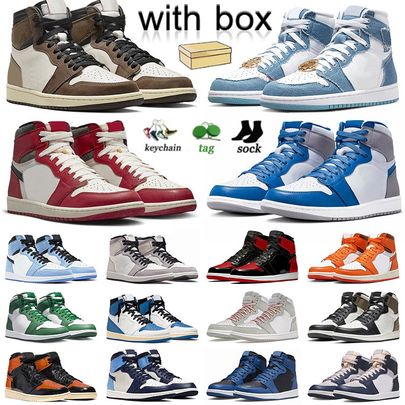 

jumpman 1 mens womens j1s basketball shoes retros 1s high og starfish denim chicago lost and found patent bred true blue dark mocha j1 designer sneakers with box, H45 36-46 high og taxi yellow toe